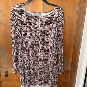 Liz Claiborne Studio Zebra Print Tunic - Black, Pink and White